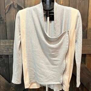Jack by BB Dakota Mixed Media Jacket M Side Zip Grey‎ Beige Light Soft Neutral